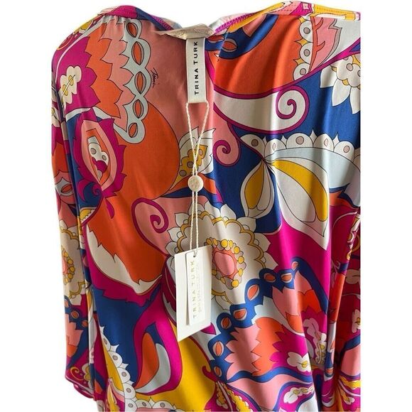 NWT $152 Trina Turk Sevilla Floral Swim Jersey Swimsuit Cover Up Tunic Dress L - Picture 10 of 16